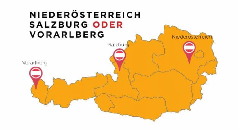 Übersichtskarte von Österreich mit unseren Standorten